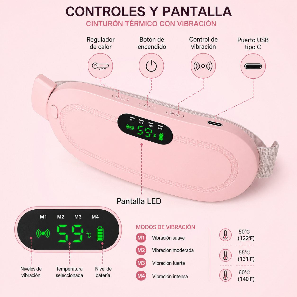 Cinturón Térmico con Masaje para Cólicos Menstruales